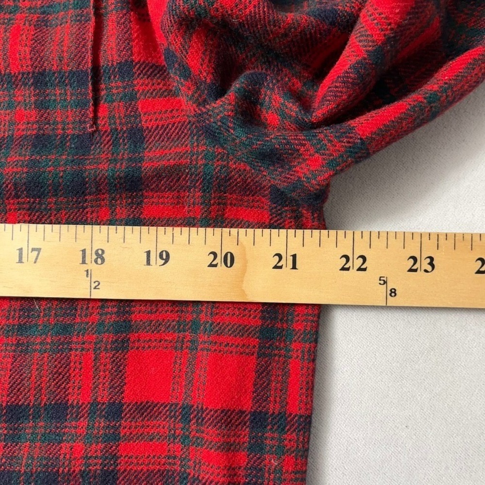 Vintage 1940s 50s Pendleton Wool Robe Dress Red Plaid Belted Pockets - Picture 10 of 13